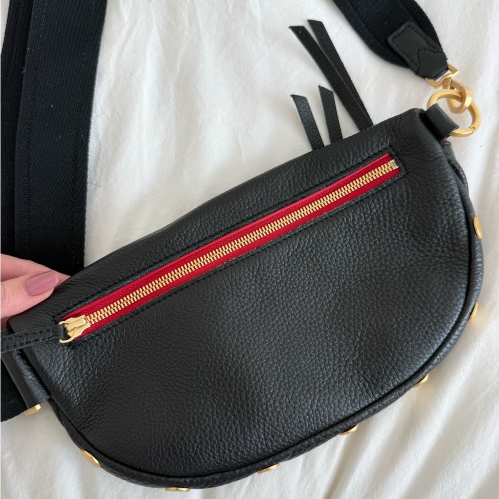 Hammitt Black Leather Crossbody Belt Bag with Red Zippers - Medium - Picture 4 of 6